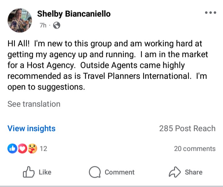 Real post from the group, example 12