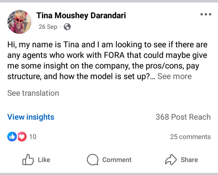 Real post from the group, example 3