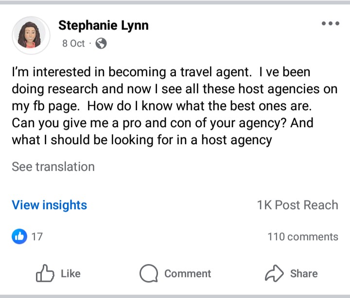 Real post from the group, example 7